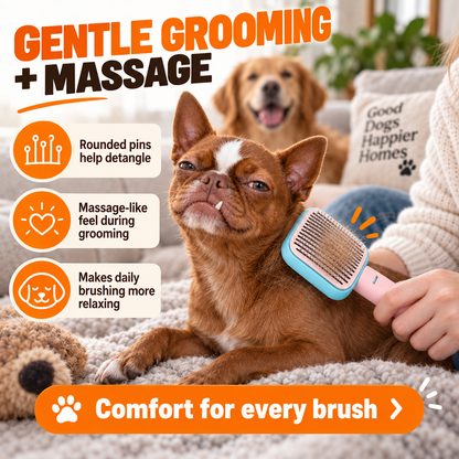 Pet Hair Grooming Brush for Dogs & Cats, Detangling Massage Comb