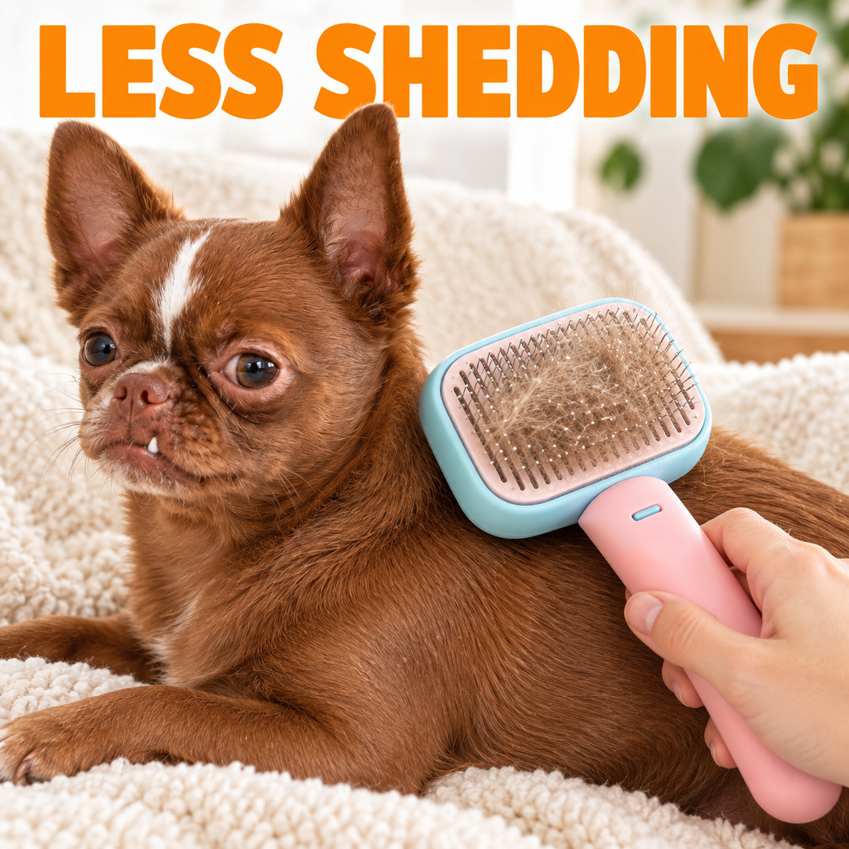 Pet Hair Grooming Brush for Dogs & Cats, Detangling Massage Comb