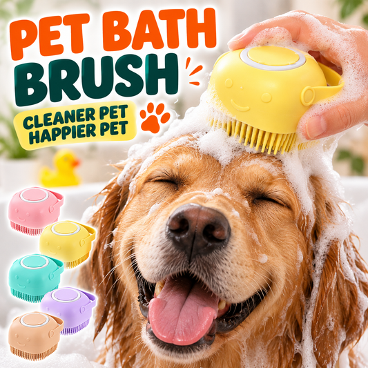 Silicone Dog Bath Brush, Shampoo Dispenser & Massage Grooming Tool