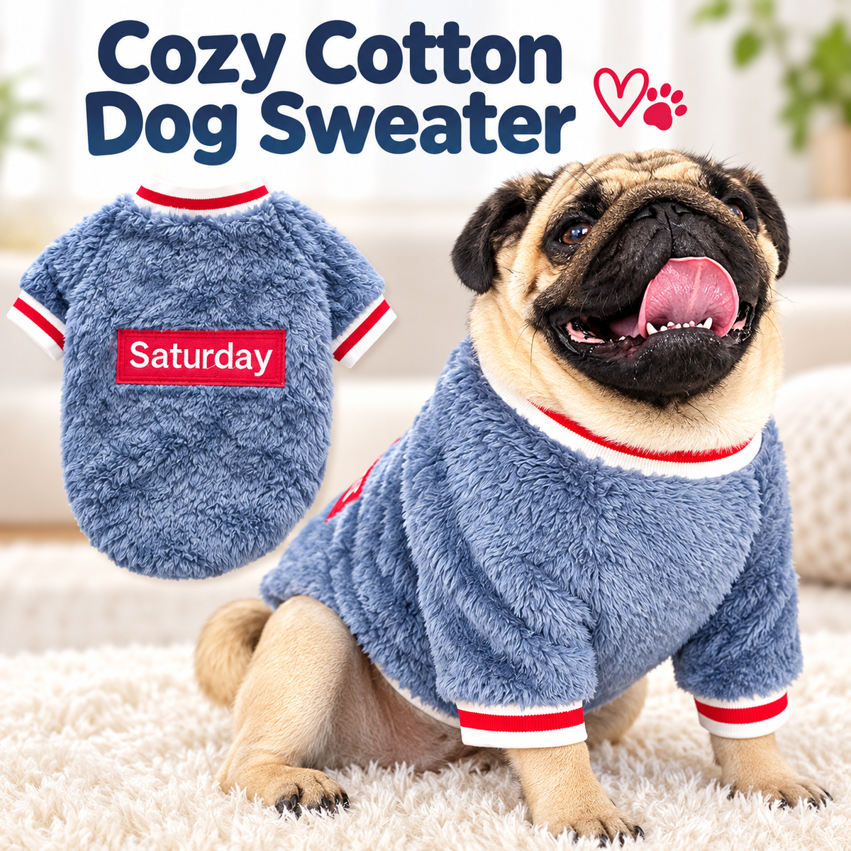 Pet Sweater for Dogs, Cotton Casual Dog Clothing