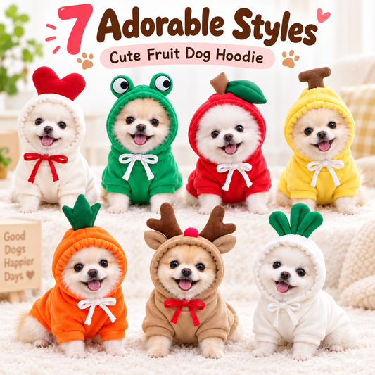 Cute Fruit Dog Hoodie, Warm Fleece Pet Clothes for Small Dogs & Cats