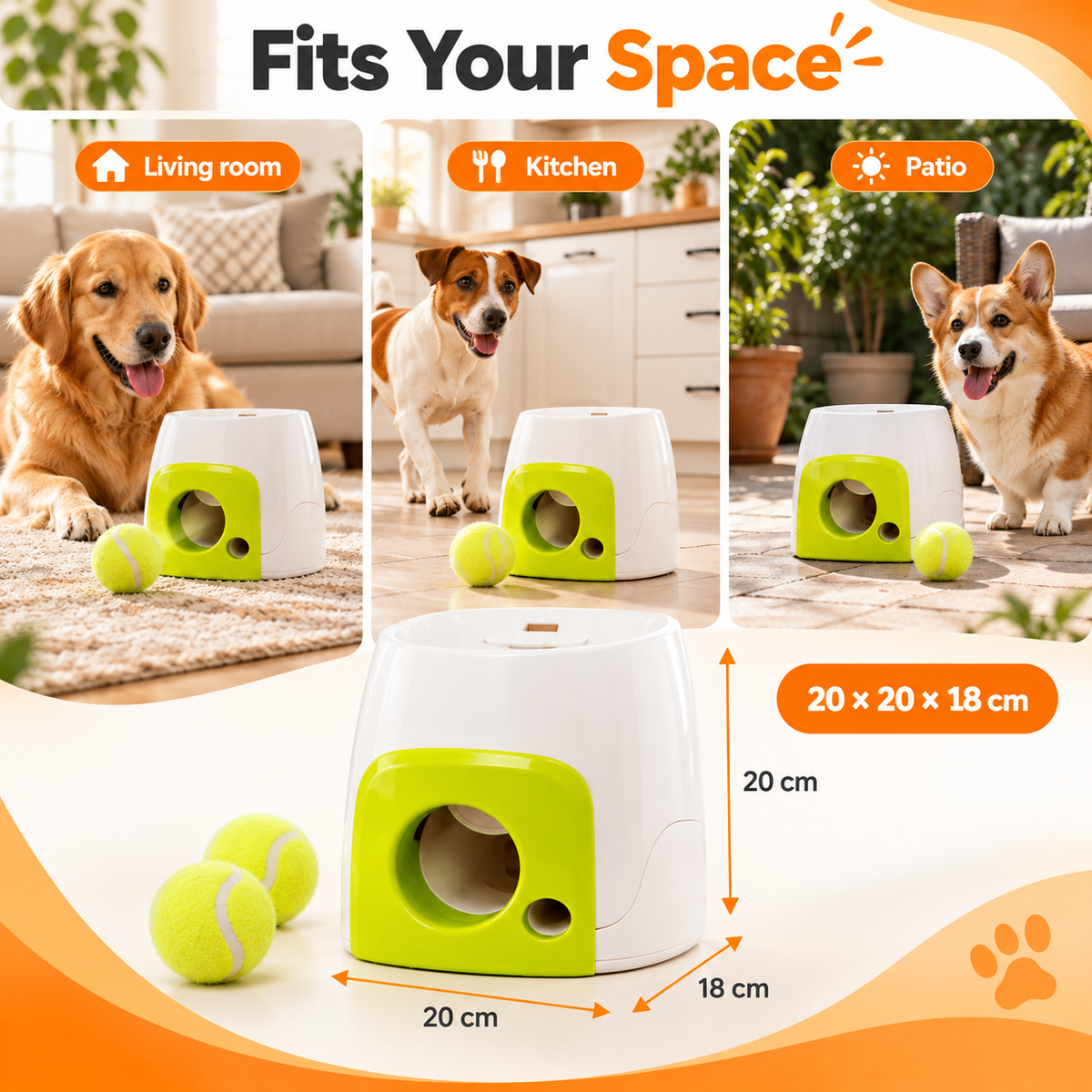 Interactive Dog Tennis Ball Treat Dispenser, Feeding & Puzzle Toy