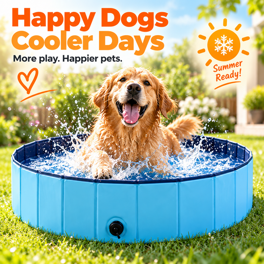 Foldable Dog Swimming Pool, Large Pet Pool & Portable Dog Bath