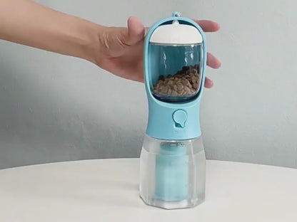 3-in-1 Portable Dog Water Bottle, Food Container & Waste Bag Holder